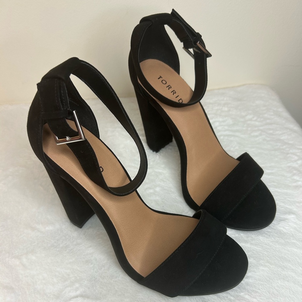 Torrid black two strap cone heel sandal